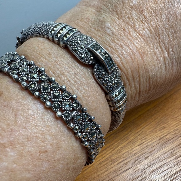 Gorgeous Marcasite Sterling Silver Bracelet - Picture 15 of 16